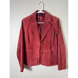 Vintage Y2K 90s Relativity Suede Red Leather Jacket Size PM